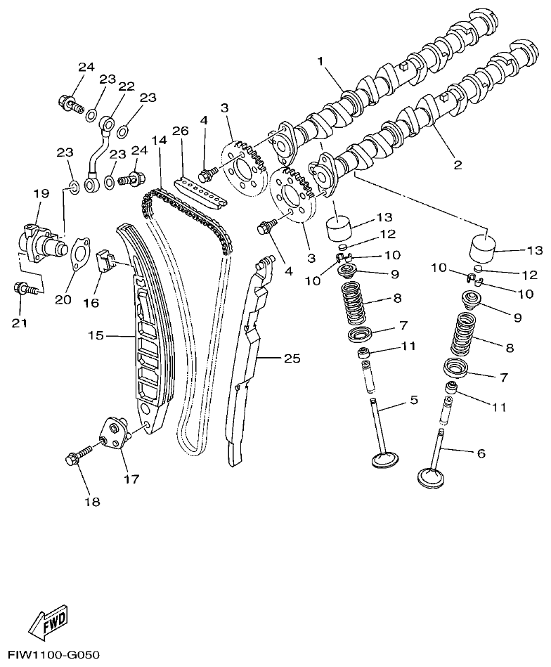 Yamaha FX1800A-H(6S51)F1W7 VALVE parts diagram